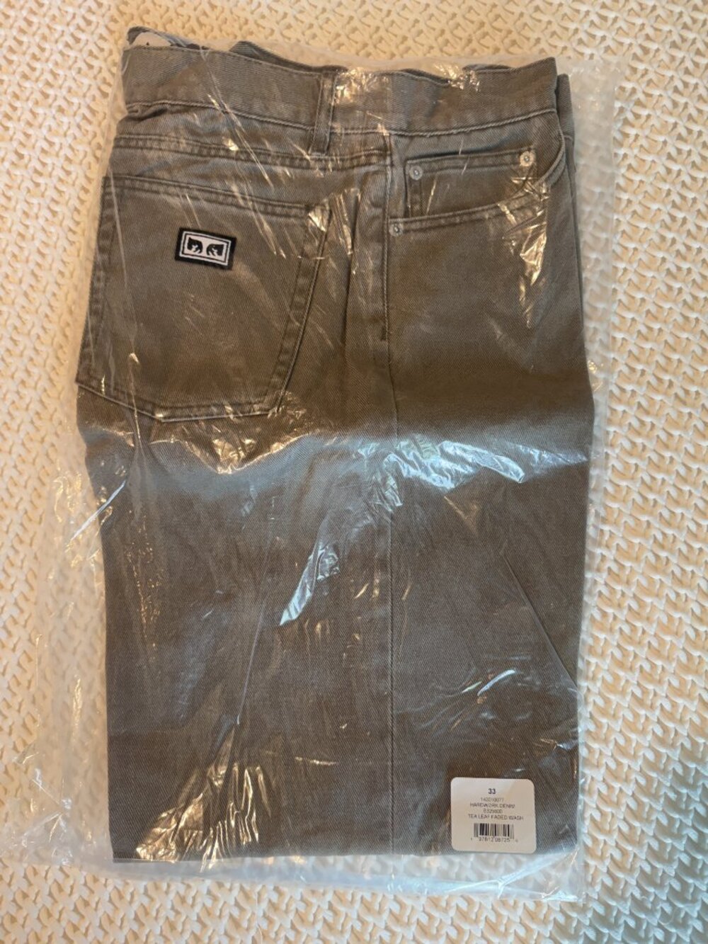 OBEY Hardwork Denim Men’s Pants 33 Tea Leaf Faded Wash Skater NWT